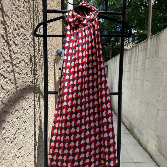 Milly Red and Blue Polka Dot Silk Blouse - Picture 2 of 4